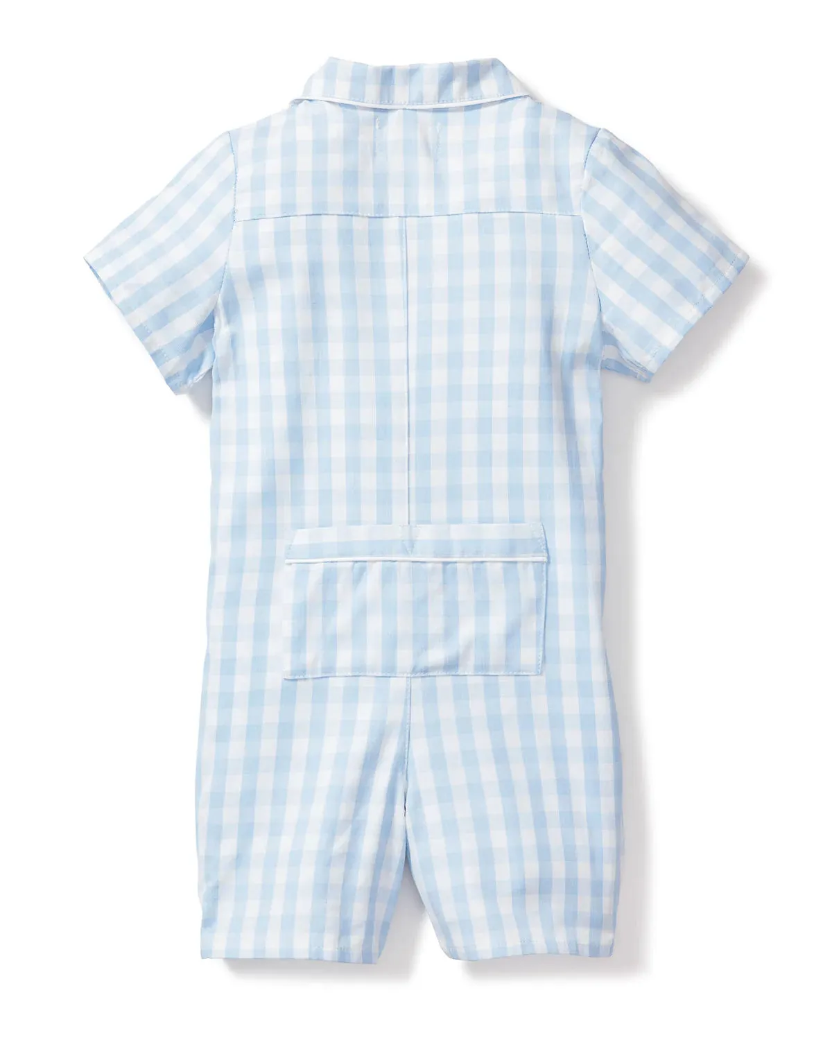 Petite Plume Light Blue Gingham Romper