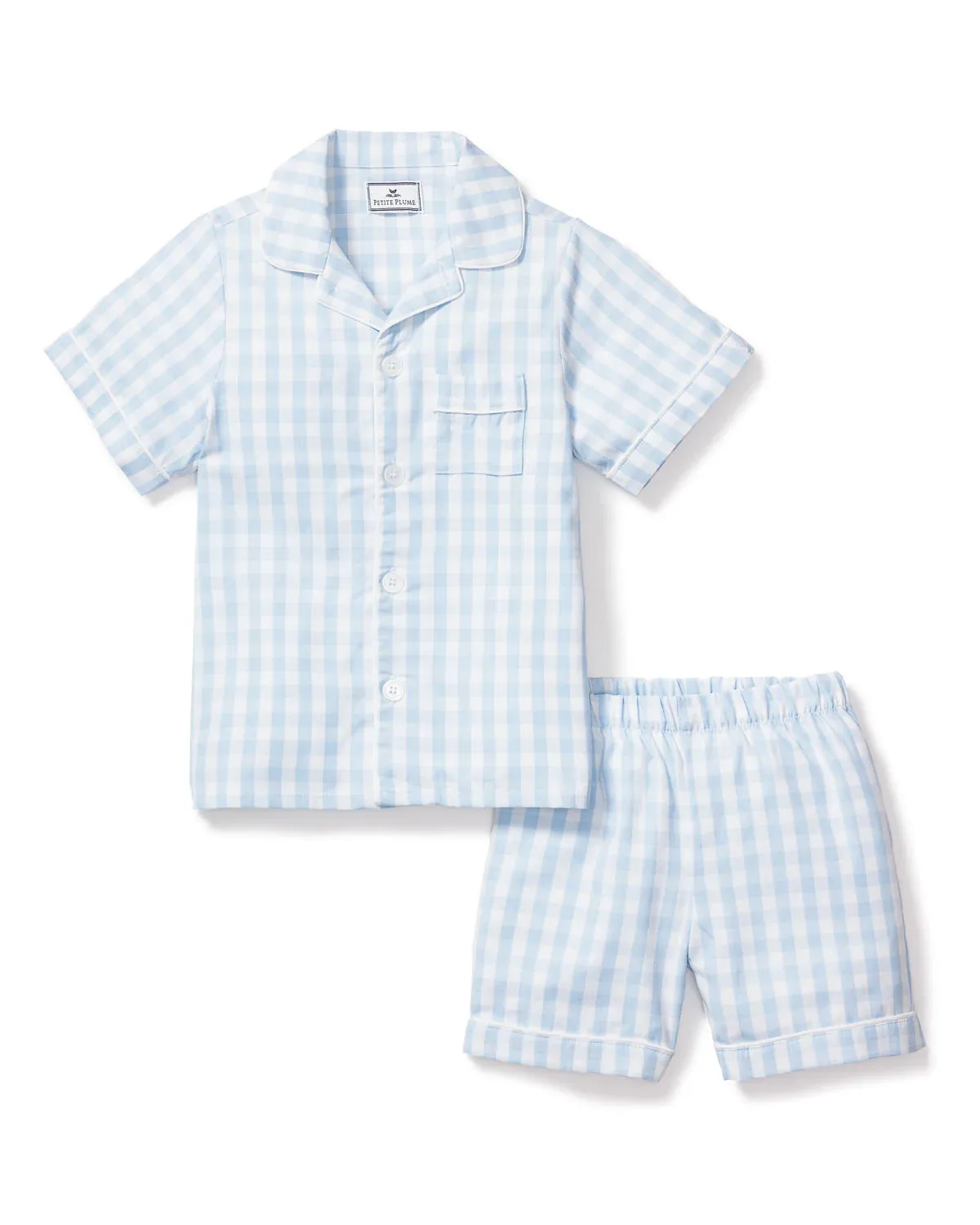 Petite Plume Light Blue Gingham Short PJ's