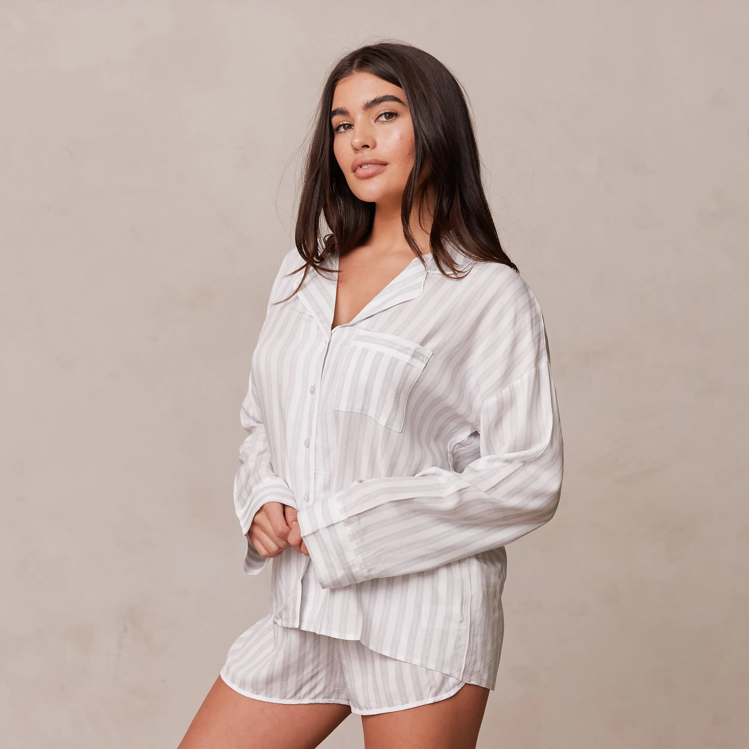 Pinstripe Pyjama Shirt - Frost