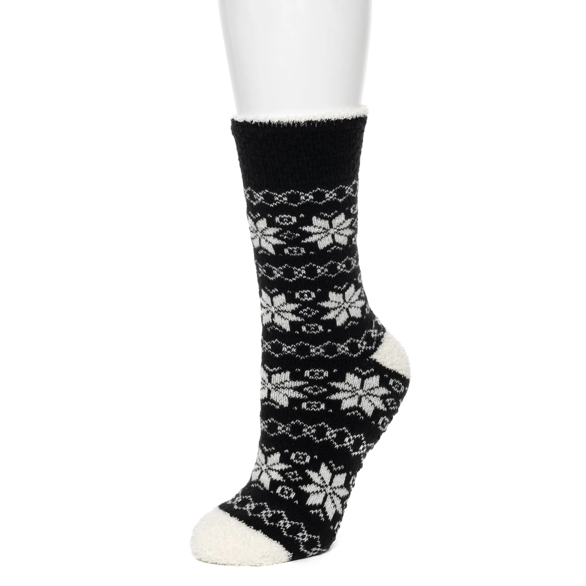 Popcorn Snowflake Cozy Lined Lounge Crew Sock