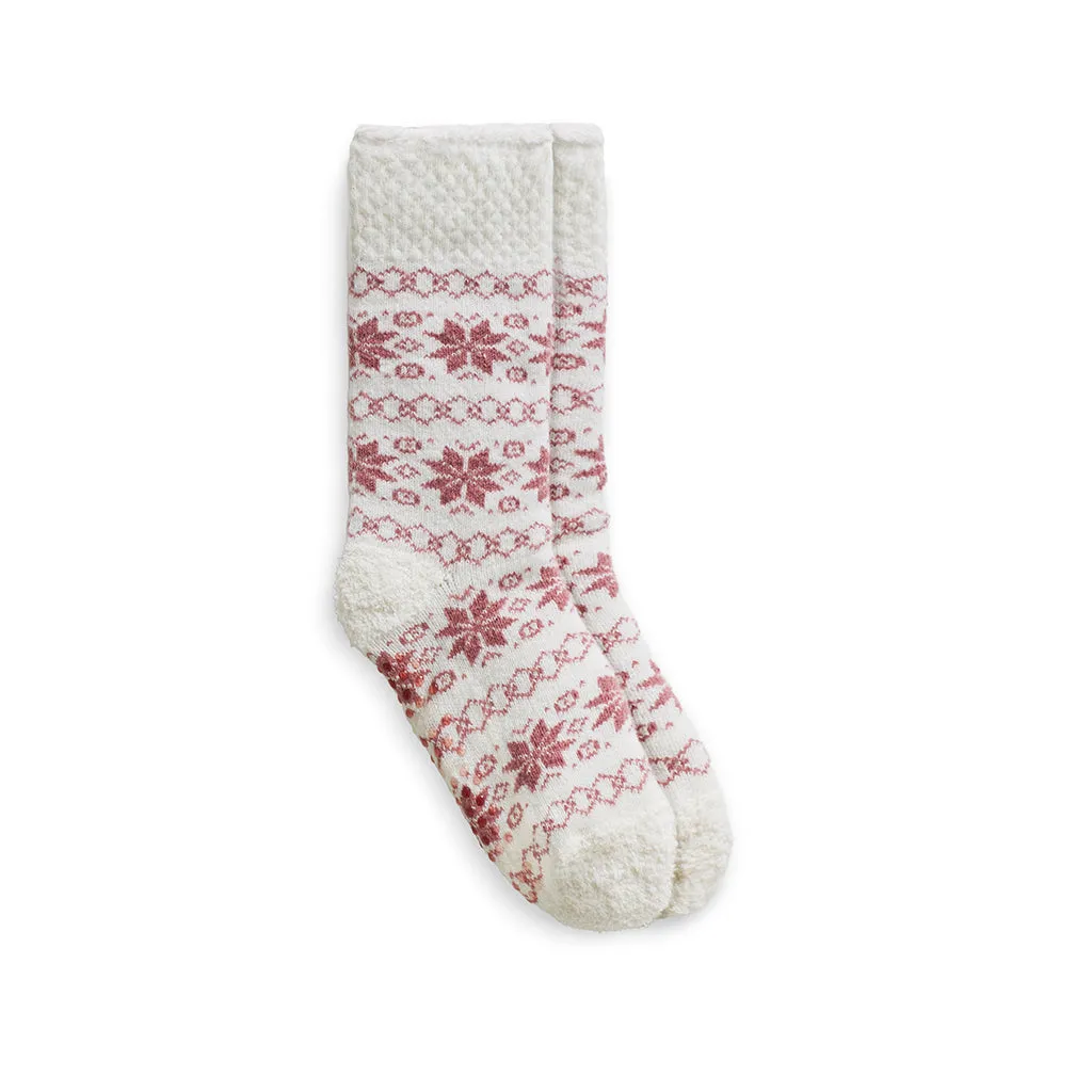 Popcorn Snowflake Cozy Lined Lounge Crew Sock