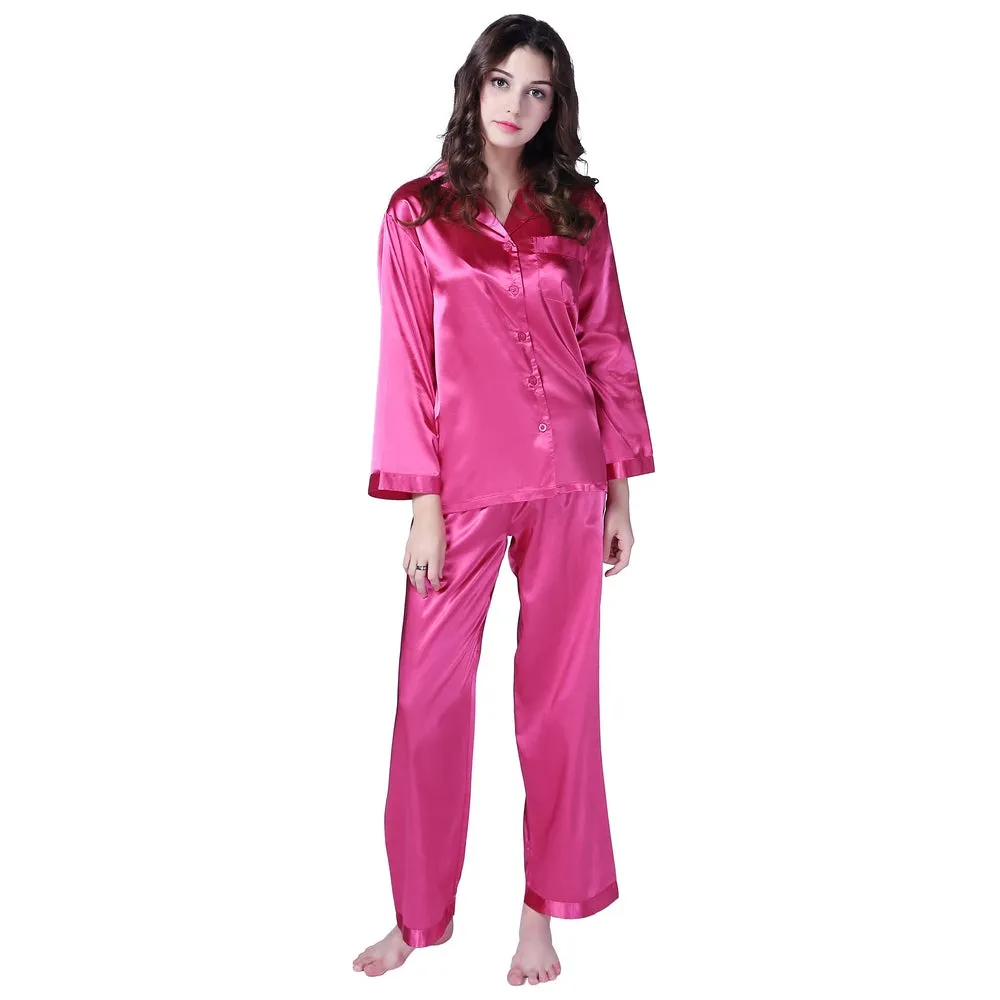 RH Two Pice Pajamas Set Satin Sleepwear Long Nightwear Lounge Pajama PJS RHW2742