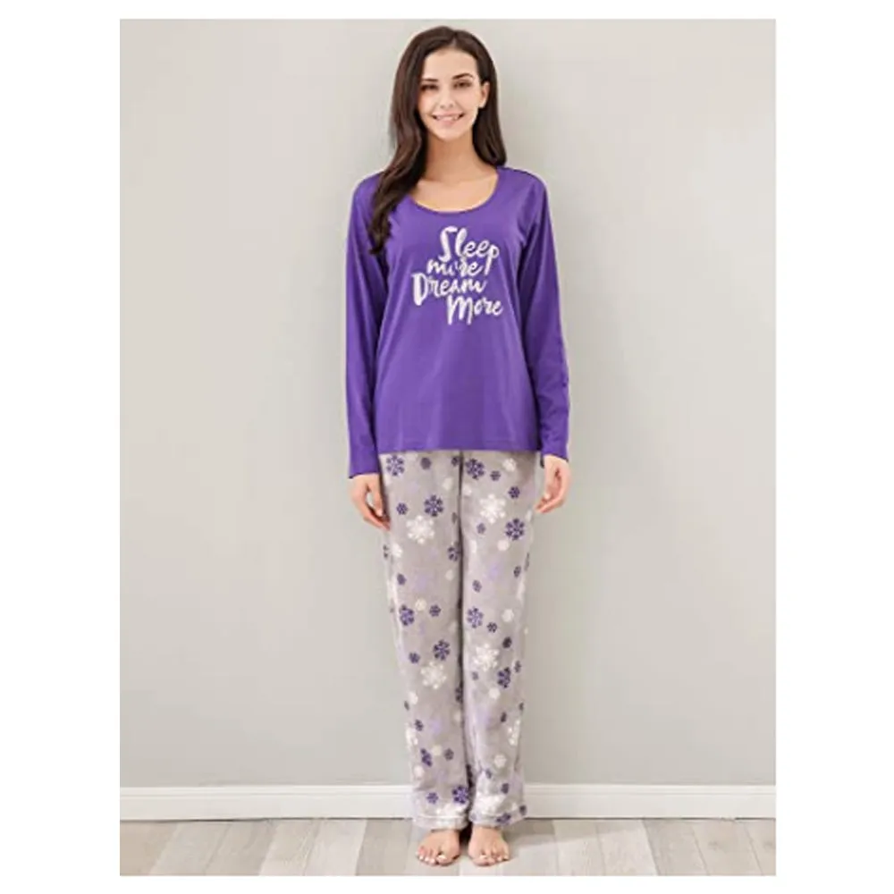 Richie House Women's Two-Piece Printed Comfy Fleece Long Sleep-Lounge Sleepwear Set Size S-XL RHW2864