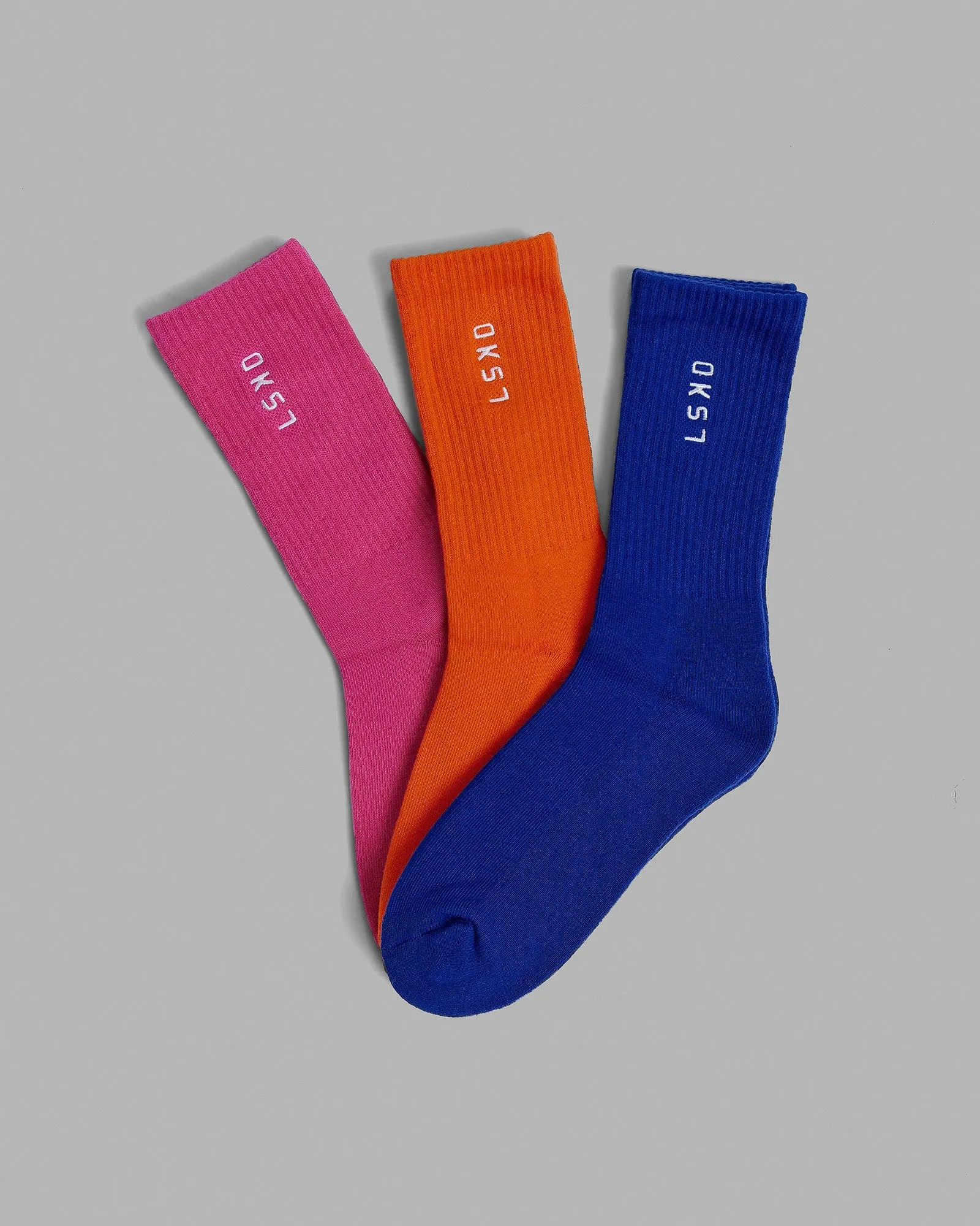 Signal 3 Pack Crew Socks - Impact Orange/Galactic Cobalt/Magenta