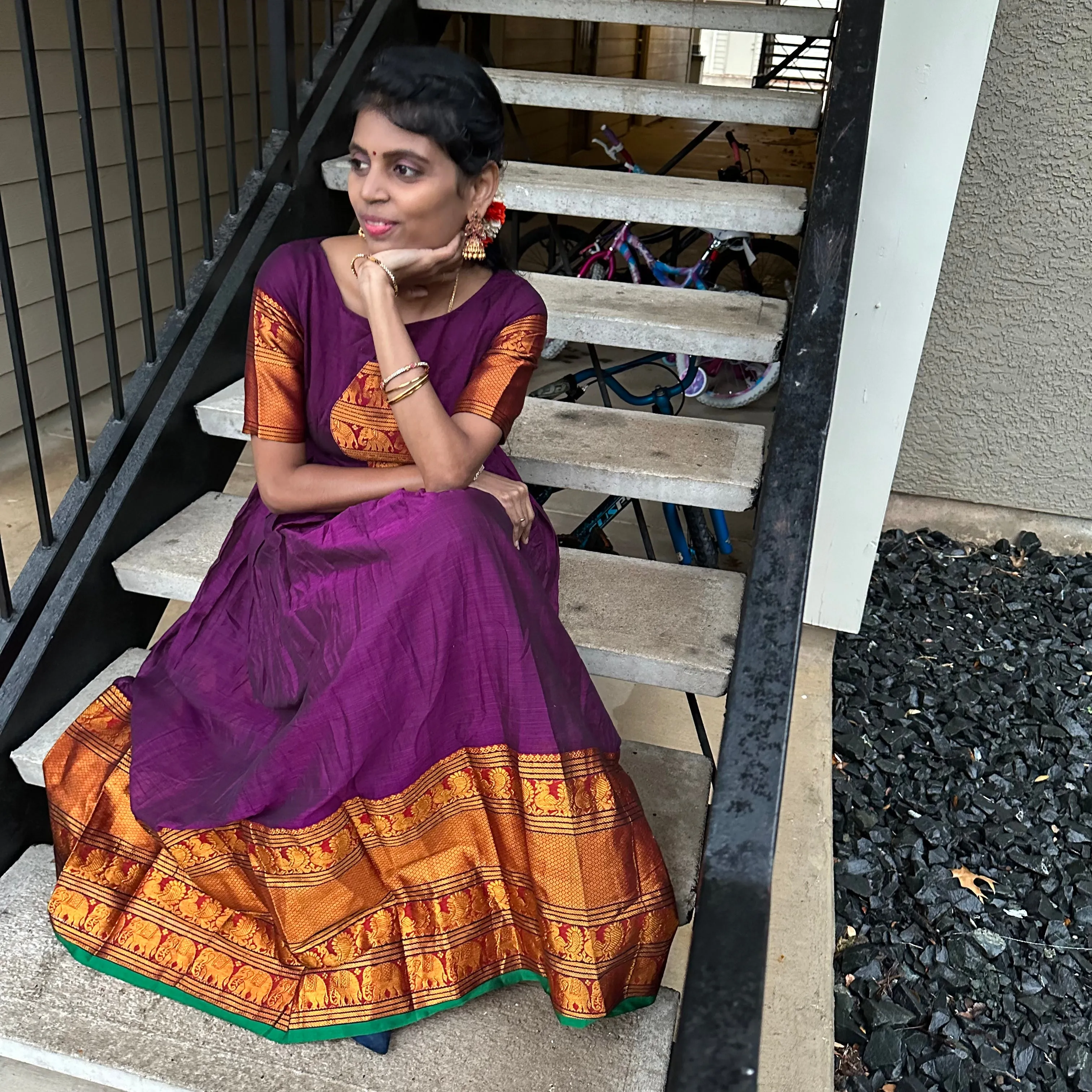 Sophisticated Opulence: Purple Narayanpet Full Gown