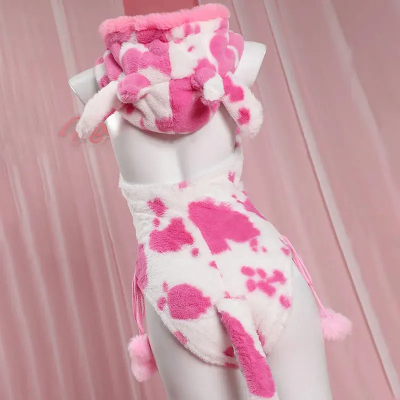 Strawberry Cow Fuzzy Cosplay Set