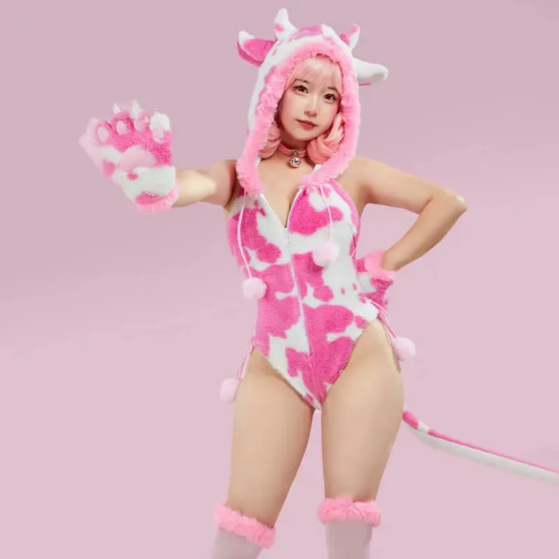 Strawberry Cow Fuzzy Cosplay Set