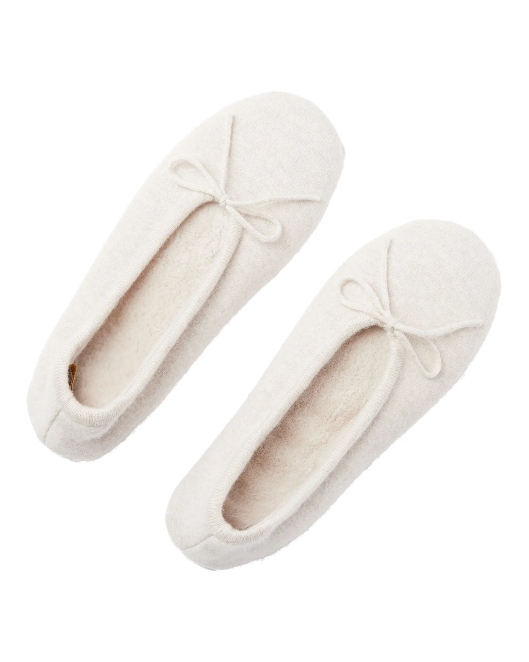 Women's Fur Lined Cashmere Slippers Ecru White